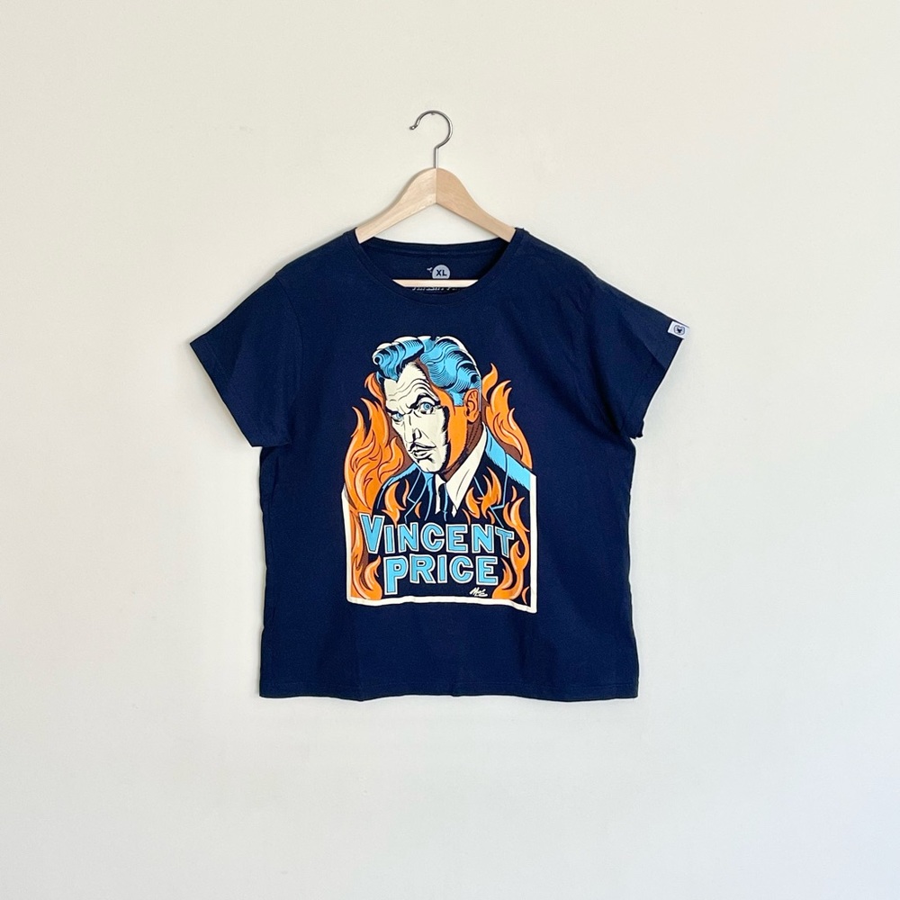 RARE Creepy Co. Vincent Price Graphic Navy T Shirt Women’s size XL